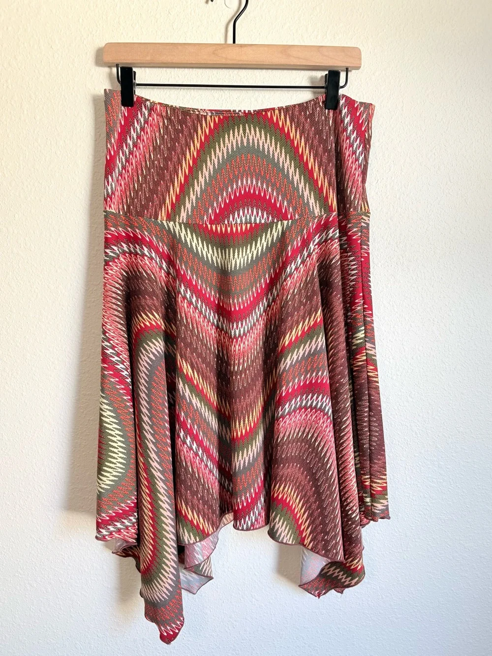 Y2K Low Rise Drop Waist Asymmetrical Hem Patterned Midi Skirt Fairy Boho